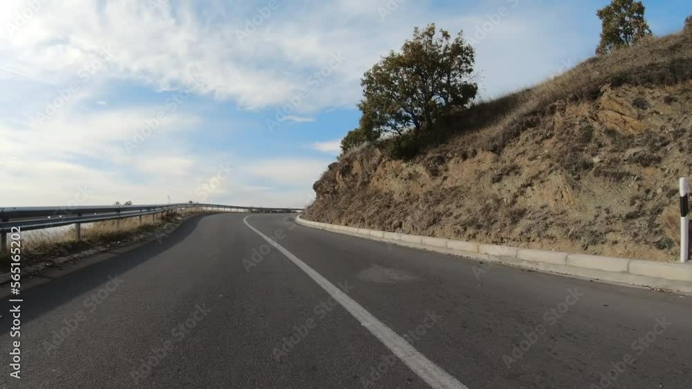 Inside car pov forward moving driving on mountain valley road in autumn season Inside car pov forward moving driving on mountain valley road in autumn season