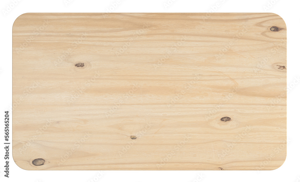 Rustic wooden cutting board isolated on transparent background
