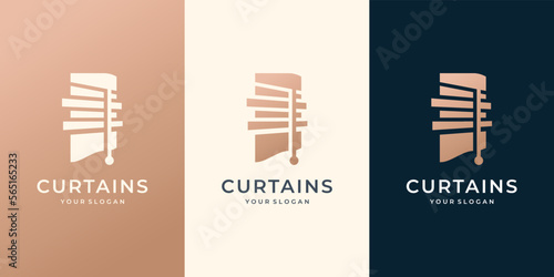 blind curtain logo design template. creative symbol of circus curtains inspiration.