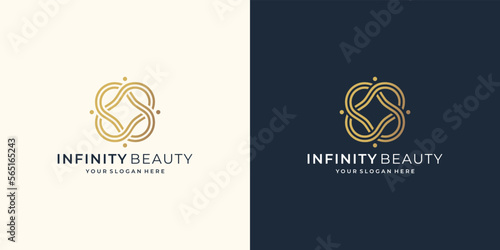 infinity beauty geometry double line art style logo template. creative concept line shape loop infinite icon design.