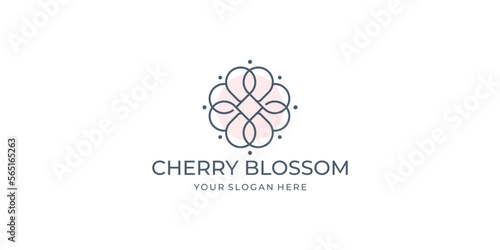 Cherry blossom logo design vector template.