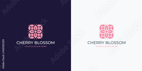 symbol of beauty cherry blossom logo template vector design.
