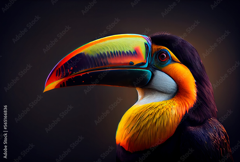 Toucan of the Ramphastos sulphuratus species in a tropical forest in ...