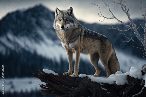 wildlife  a wolf in its habitat.