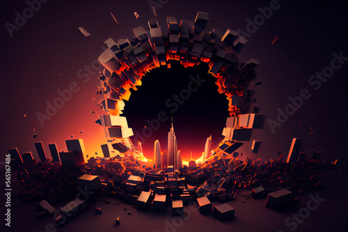 dystopian apocalyptic futuristic landscape scene. Generative ai