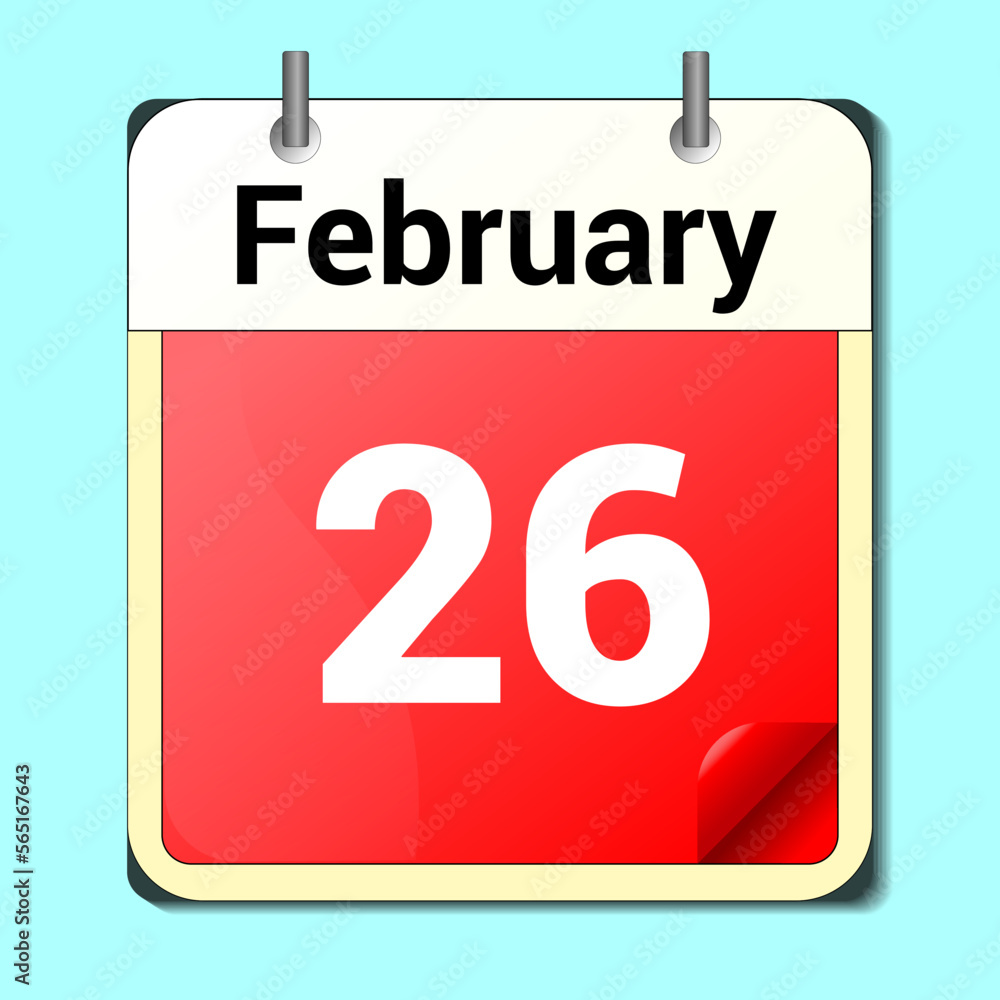 February 26, Natural notebook Calendar. Business concept text February 26, Natural notebook Calendar. Business concept text