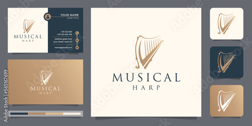 Musical harp, lyre symbol or logo. Classical music concept vector and business card illustration. photo