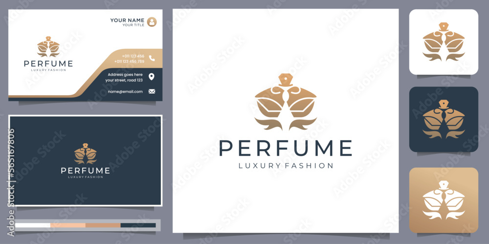 elegant bottle perfume logo template. logo for cosmetic, beauty, salon, product, skin care.