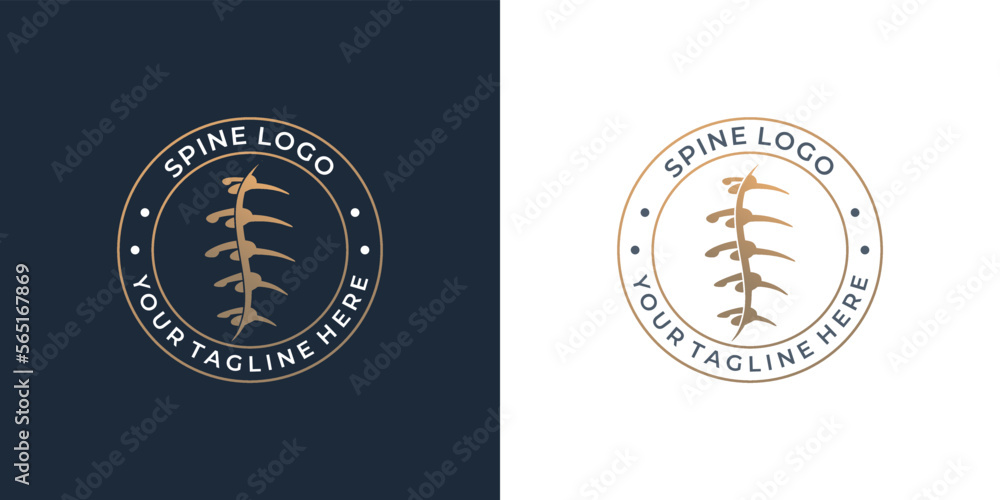 Fototapeta premium retro vintage badge spine logo template. Chiropractic clinic design inspiration for science.