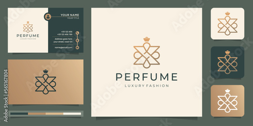 feminine line bottles perfume logo template. logo for fashion, cosmetic, salon and spa, skin care.