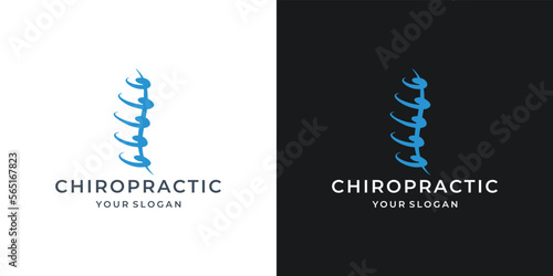 simple logo chiropractic with dots connected combine line shape modern design.