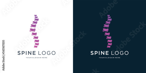 Abstract spine vector logo template. Spine bones illustration. Merging round shapes.