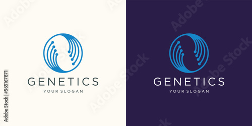 minimalist DNA icon circle linear style concept. logo for science technology 