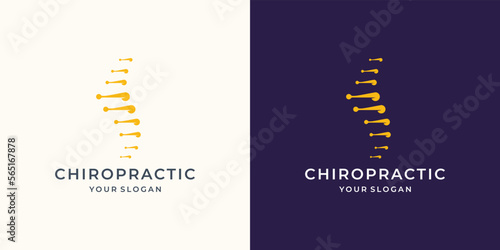 simple logo chiropractic with dots connected combine line shape modern design.