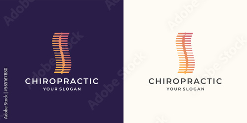 vertical of chiropractic logo. blind vertical spine logo with linear style concept design.