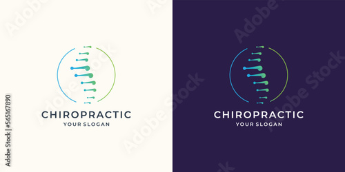 symbol chiropractic logo template with circle frame shape design inspiration.