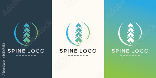 clean of symbol spine logo set design. vertical spine logo template with circle frame shape design