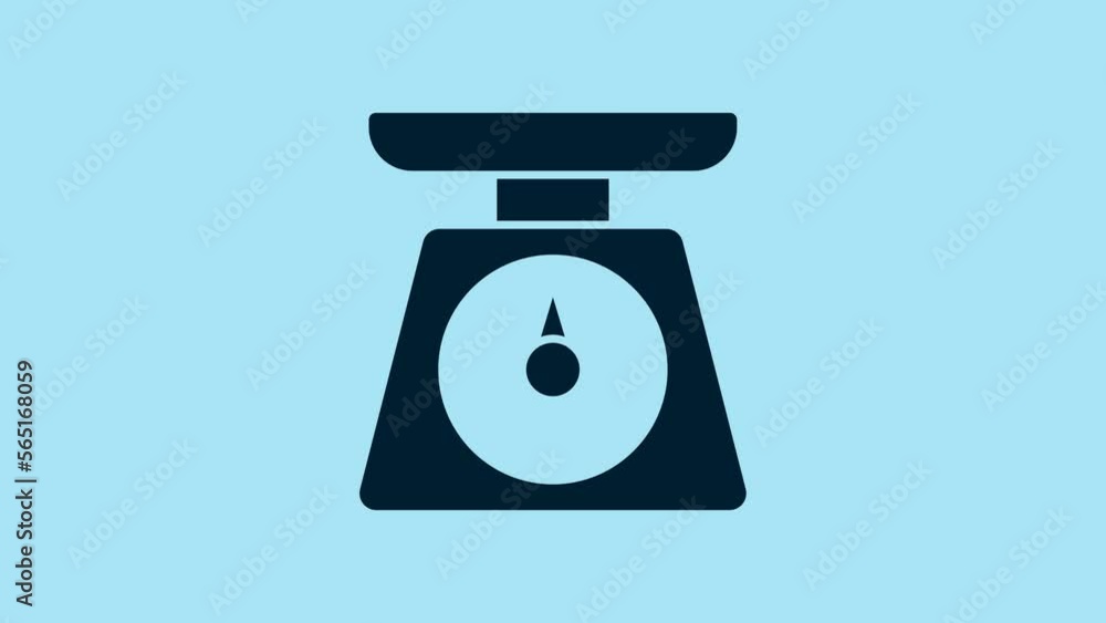 Blue Scales icon isolated on blue background. Weight measure equipment. 4K Video motion graphic animation Blue Scales icon isolated on blue background. Weight measure equipment. 4K Video motion graphic animation