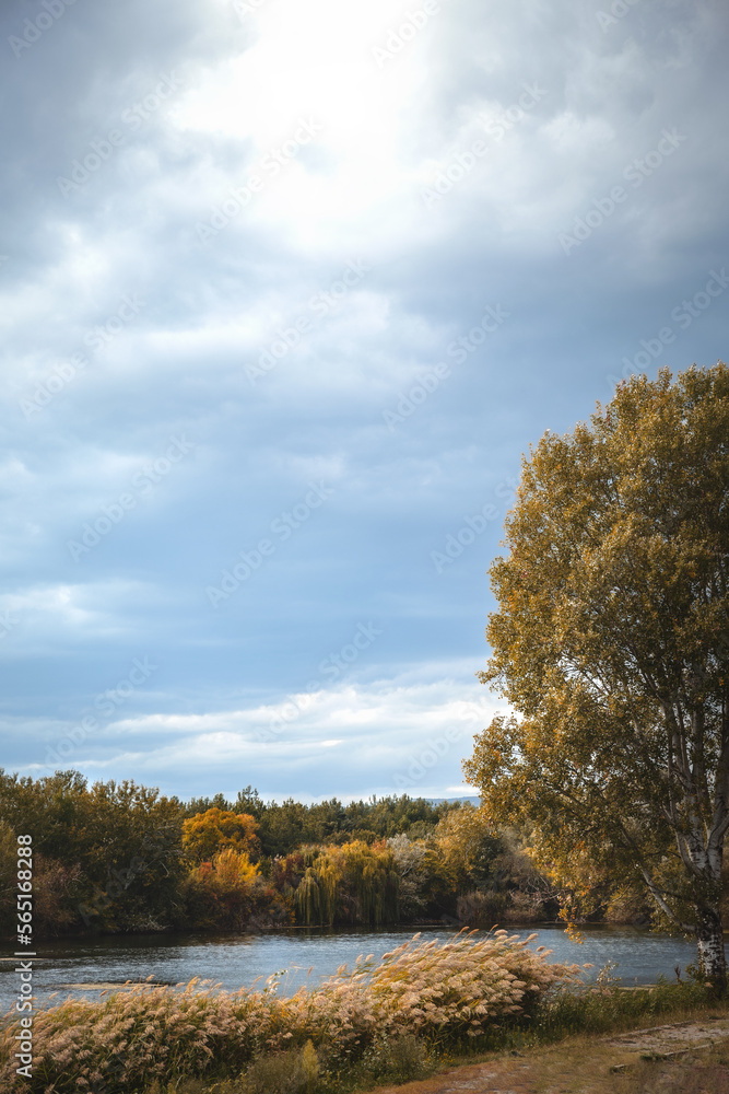 Fototapeta premium Tychero lake in Soufli region Evros Greece water reflection.