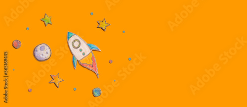 Space exploration theme with a rocket