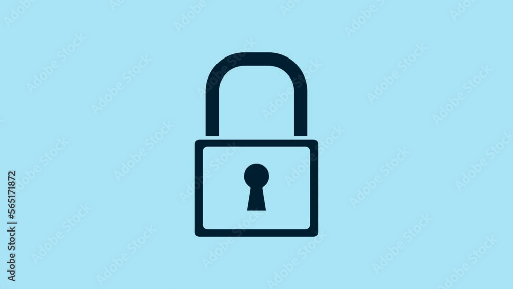 Blue Lock icon isolated on blue background. Padlock sign. Security, safety, protection, privacy concept. 4K Video motion graphic animation Blue Lock icon isolated on blue background. Padlock sign. Security, safety, protection, privacy concept. 4K Video motion graphic animation