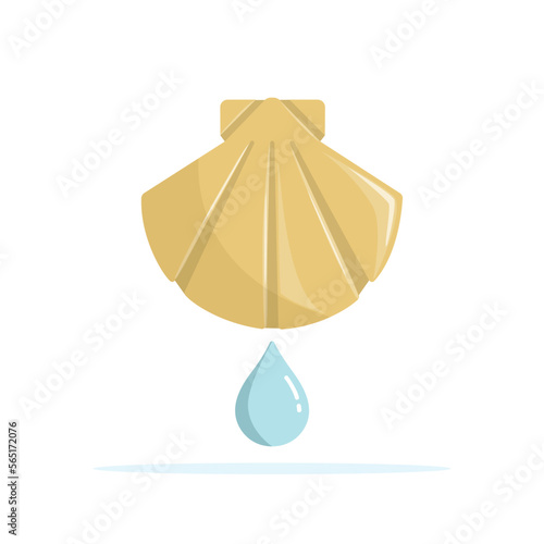 Baptismal shell icon and a water drop