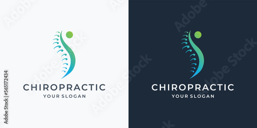 Chiropractic, massage, back pain and osteopathy icon logo design template