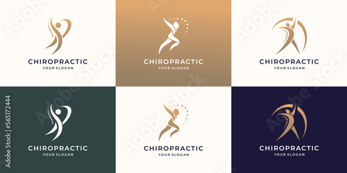 Chiropractic, massage, back pain and osteopathy icons set logo collection.