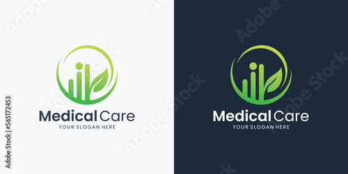 medical People Care Logo and Icon Template with circle frame shape design.