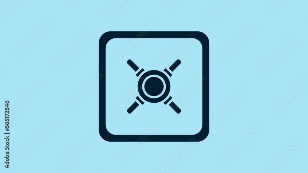 Blue Safe icon isolated on blue background. The door safe a bank vault with a combination lock. Reliable Data Protection. 4K Video motion graphic animation Blue Safe icon isolated on blue background. The door safe a bank vault with a combination lock. Reliable Data Protection. 4K Video motion graphic animation