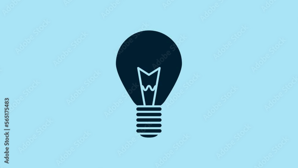 Blue Light bulb with concept of idea icon isolated on blue background. Energy and idea symbol. Inspiration concept. 4K Video motion graphic animation Blue Light bulb with concept of idea icon isolated on blue background. Energy and idea symbol. Inspiration concept. 4K Video motion graphic animation