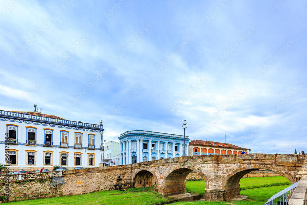 Fototapeta premium Sao Joao del Rei, Minas Gerais, Brazil: Street view of the city in a cloudy day