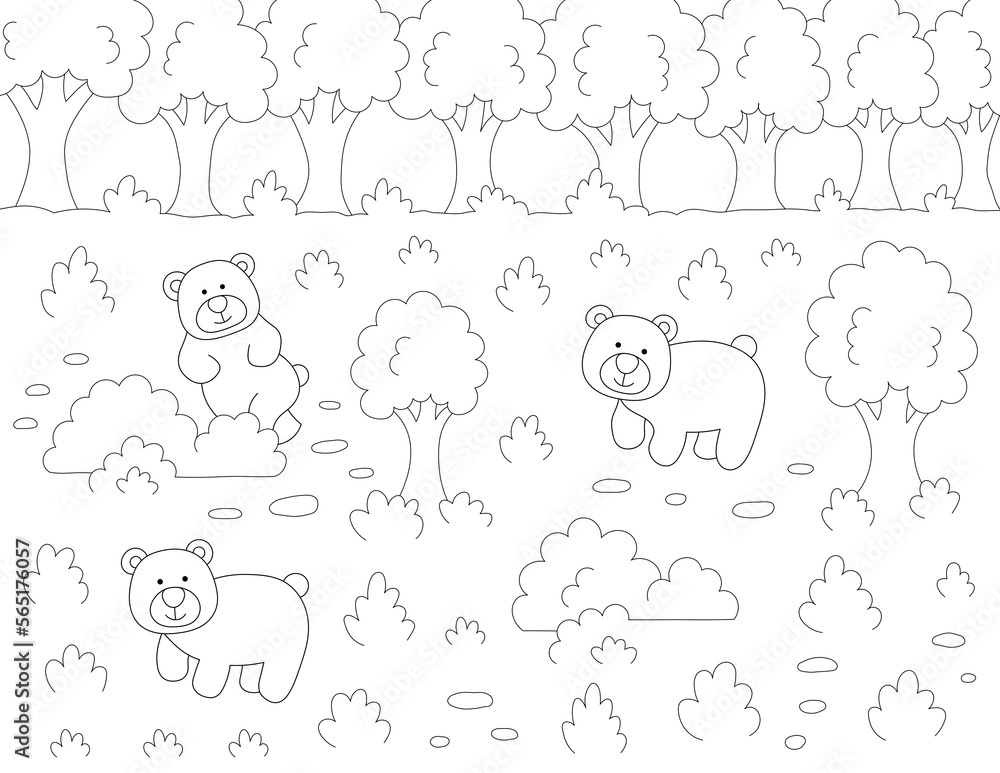 bears cartoon coloring page. you can print it on standard 8.5x11 inch paper
