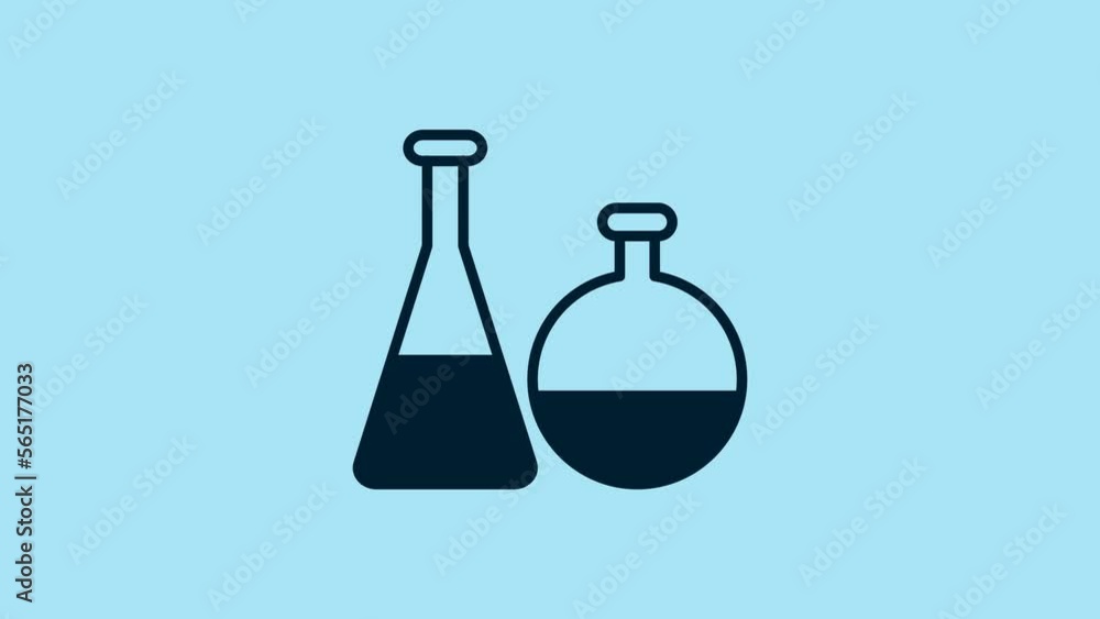 Blue Test tube and flask chemical laboratory test icon isolated on blue background. Laboratory glassware sign. 4K Video motion graphic animation Blue Test tube and flask chemical laboratory test icon isolated on blue background. Laboratory glassware sign. 4K Video motion graphic animation