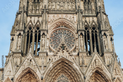 Valokuva Facade details of Reims Cathedral, a Roman Catholic cathedral in the French city