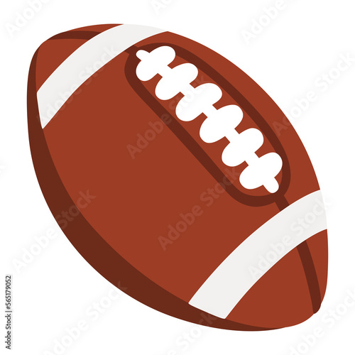 American Football ball flat icon emoji design. Isolated oval ball used in the game of American football, gridiron sign design.