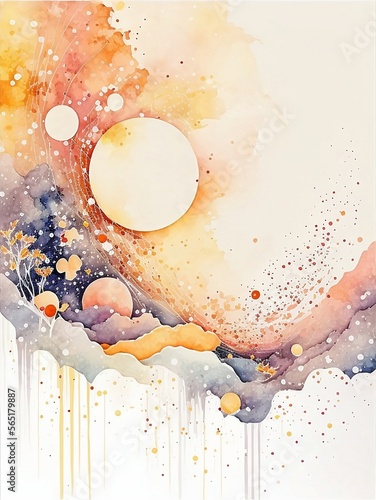 Abstract background with splashes, watercolor poster with space for text, post background