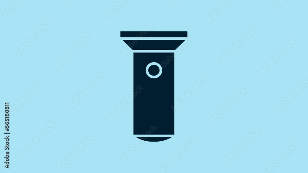 Blue Flashlight icon isolated on blue background. 4K Video motion graphic animation Blue Flashlight icon isolated on blue background. 4K Video motion graphic animation