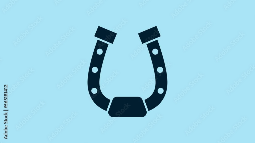 Blue Horseshoe icon isolated on blue background. 4K Video motion graphic animation Blue Horseshoe icon isolated on blue background. 4K Video motion graphic animation
