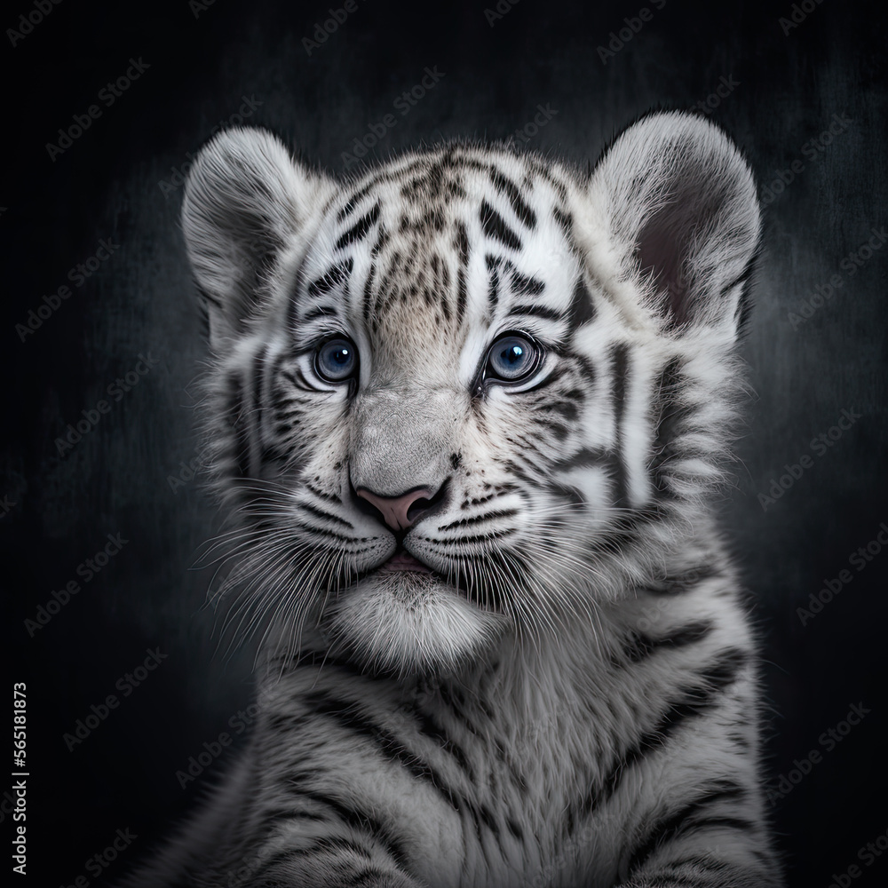 Obraz premium Baby White Tiger Cub Portrait