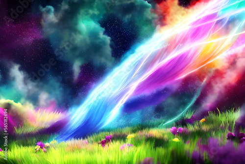 Flowers in a sci fi landscape via generative ai © AAconglo