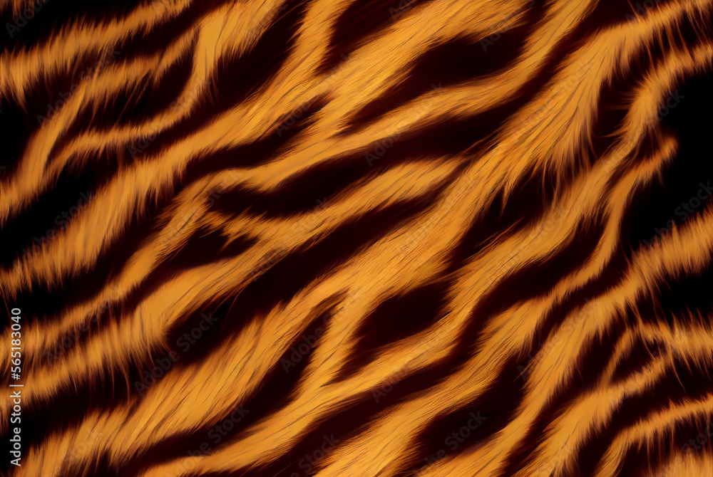 A seamless pattern of soft and fluffy stripes resembling those of a cat or tiger, evoking the African safari wildlife. The pattern features realistic golden orange and brown colors, AI Generated A seamless pattern of soft and fluffy stripes resembling those of a cat or tiger, evoking the African safari wildlife. The pattern features realistic golden orange and brown colors, AI Generated