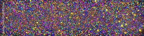 Panoramic image of polychromatic magical glitter. Full spectrum of a rainbow of colors