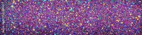 Panoramic image of polychromatic magical glitter. Full spectrum of a rainbow of colors
