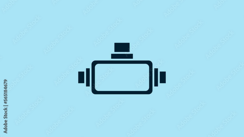 Blue Virtual reality glasses icon isolated on blue background. Stereoscopic 3d vr mask. 4K Video motion graphic animation