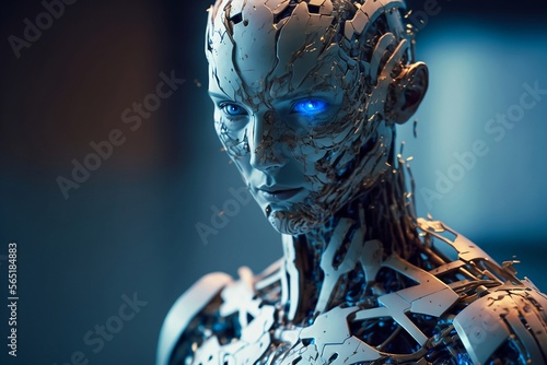 portrait of a humanoid android made by generative ai photo