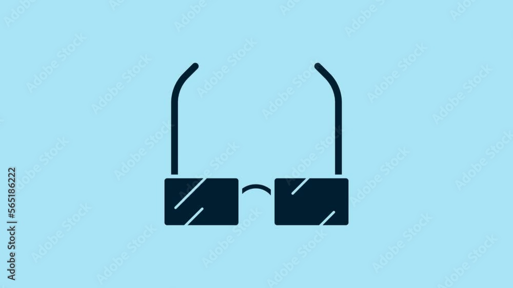 Blue Glasses icon isolated on blue background. Eyeglass frame symbol. 4K Video motion graphic animation Blue Glasses icon isolated on blue background. Eyeglass frame symbol. 4K Video motion graphic animation