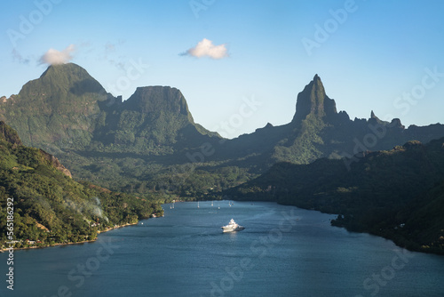 Aerial view of the coast of Moorea in French Polynesia
