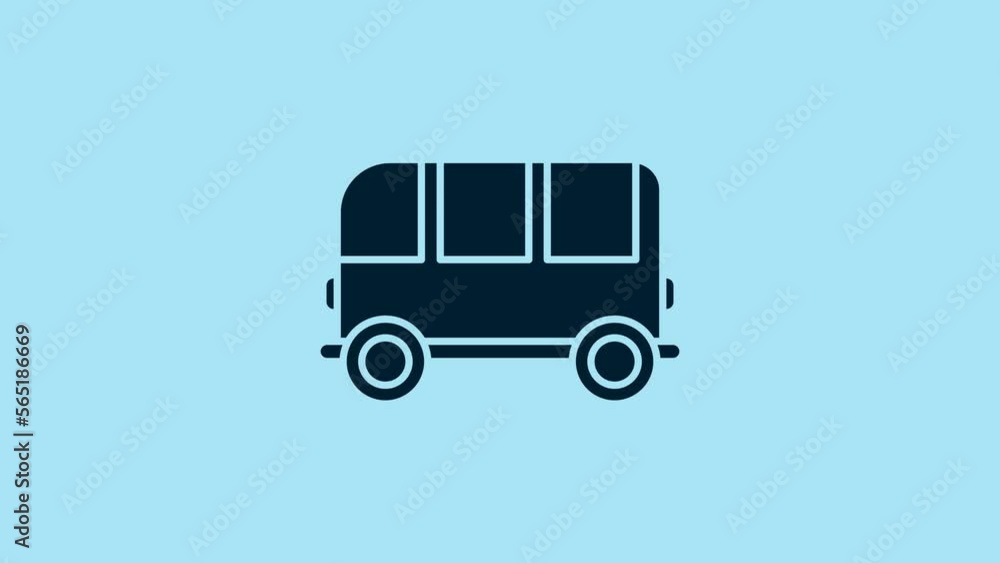 Blue School Bus icon isolated on blue background. 4K Video motion graphic animation Blue School Bus icon isolated on blue background. 4K Video motion graphic animation