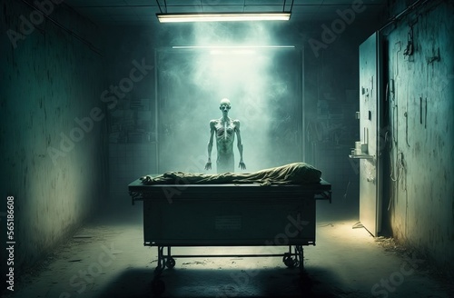 ghost in a morgue room. photo